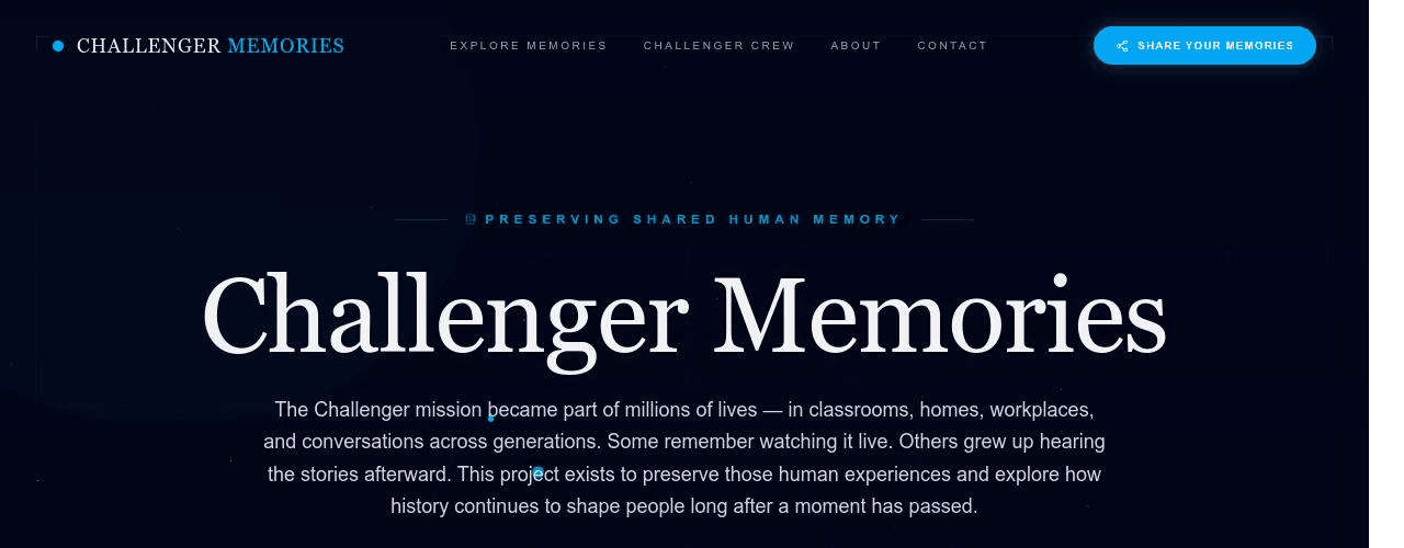 Challenger Memories project preview image Challenger Memories – project preview screenshot